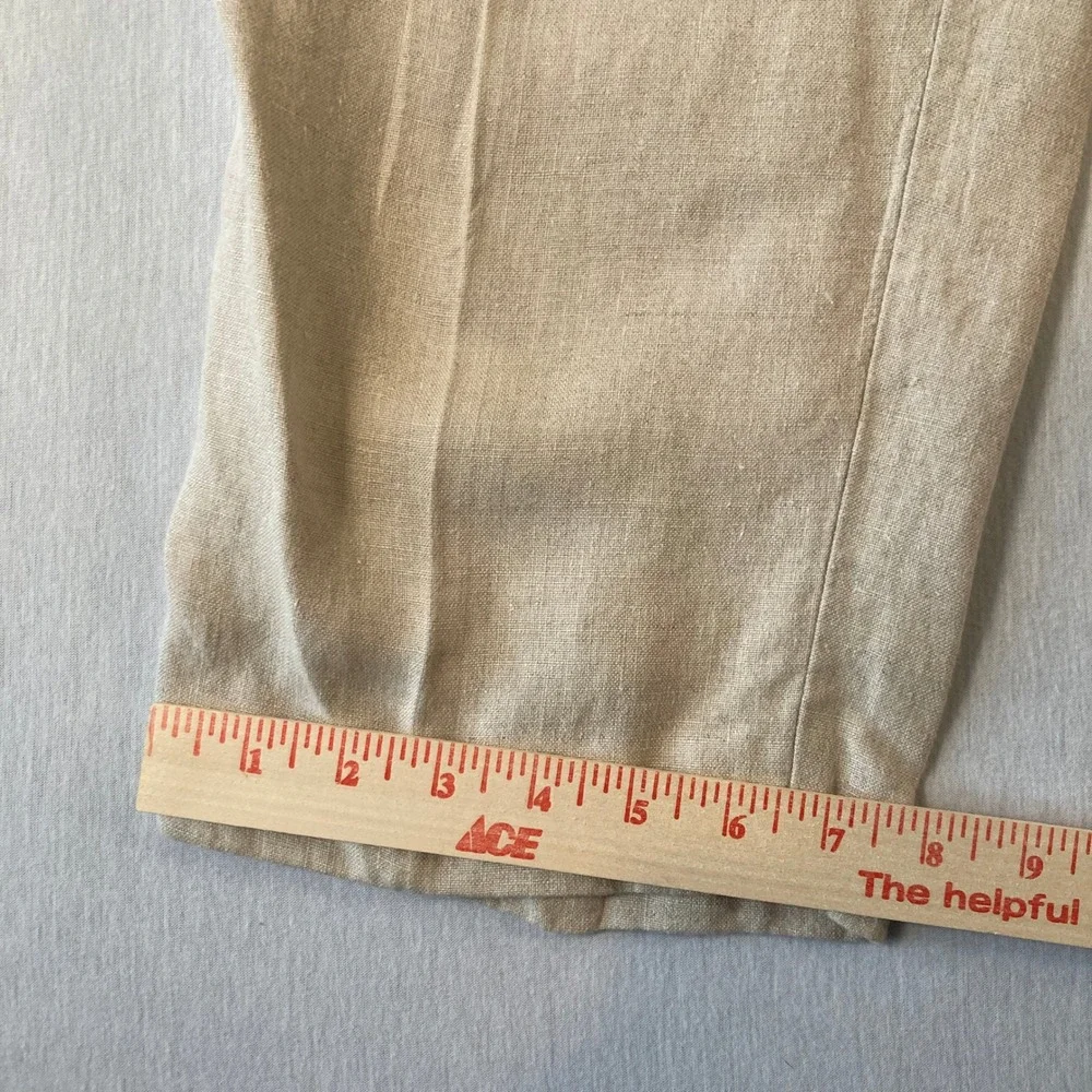 Turnbury Mens Pants 34x29 (Fit 33x27) 100% Linen Cream Pleated Dress Straight